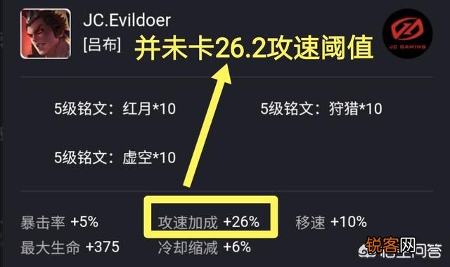 《王者荣耀》英雄攻速阈值一般为26.2,为何有些玩家带26攻速铭文而不是高于26.2的呢？