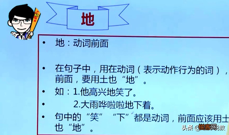 的,地,得,的区别和用法 一学就会，看清前后词性是关键