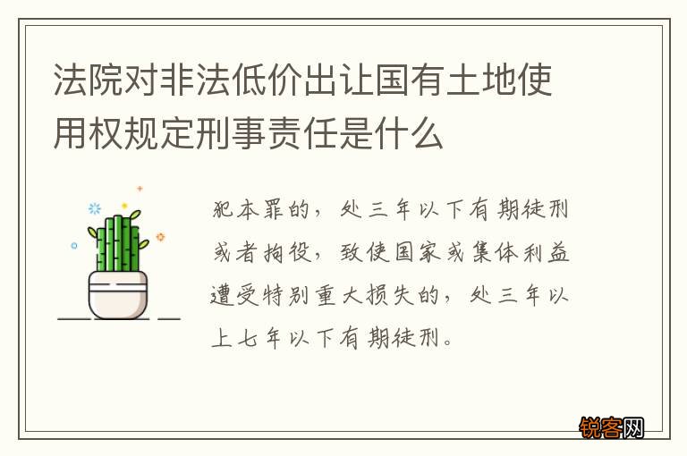 法院对非法低价出让国有土地使用权规定刑事责任是什么