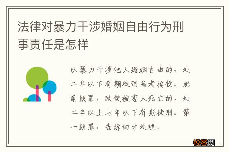 法律对暴力干涉婚姻自由行为刑事责任是怎样