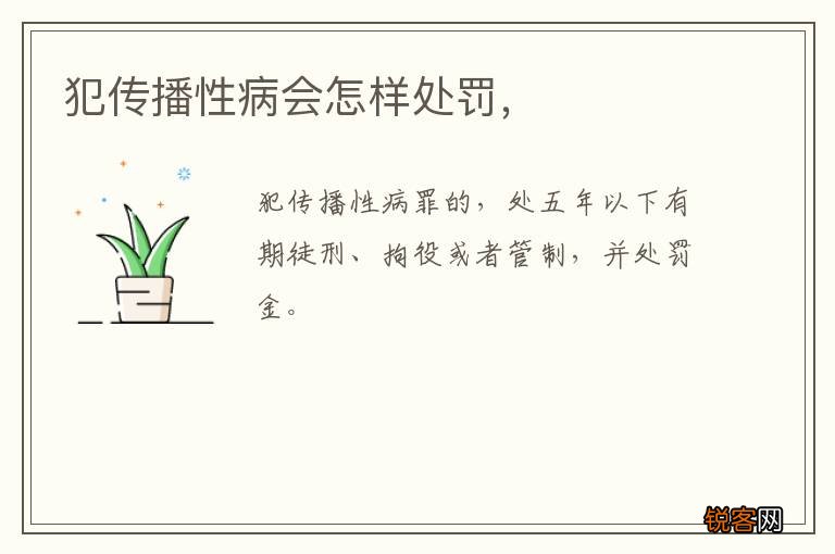 犯传播性病会怎样处罚，