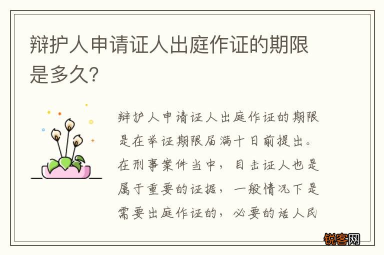 辩护人申请证人出庭作证的期限是多久？