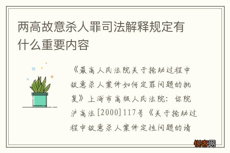 两高故意杀人罪司法解释规定有什么重要内容