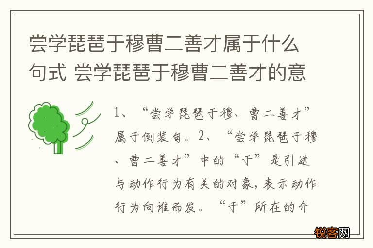 尝学琵琶于穆曹二善才属于什么句式 尝学琵琶于穆曹二善才的意思