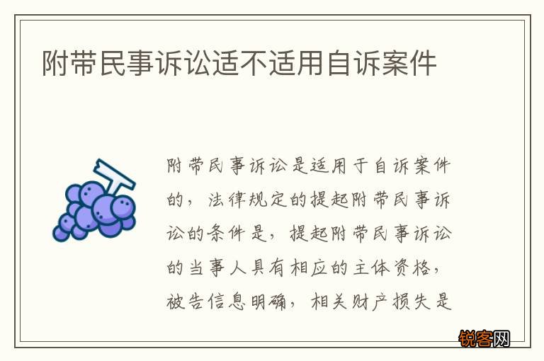 附带民事诉讼适不适用自诉案件