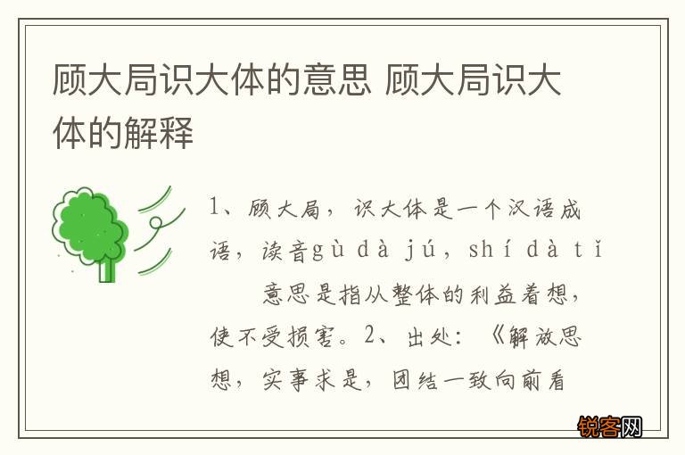 顾大局识大体的意思 顾大局识大体的解释