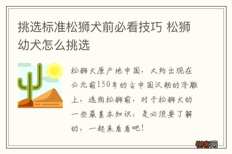 挑选标准松狮犬前必看技巧 松狮幼犬怎么挑选