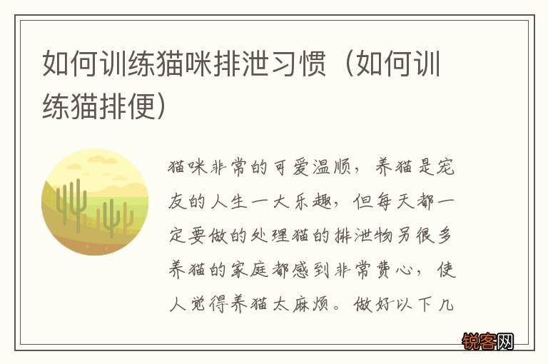 如何训练猫排便 如何训练猫咪排泄习惯