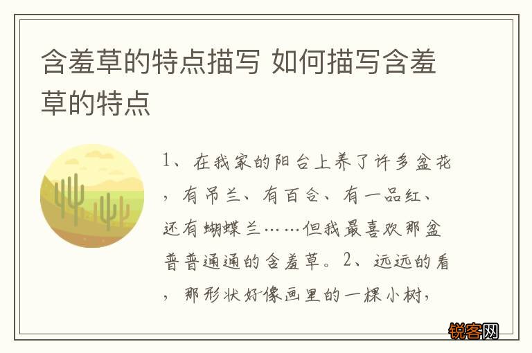 含羞草的特点描写 如何描写含羞草的特点
