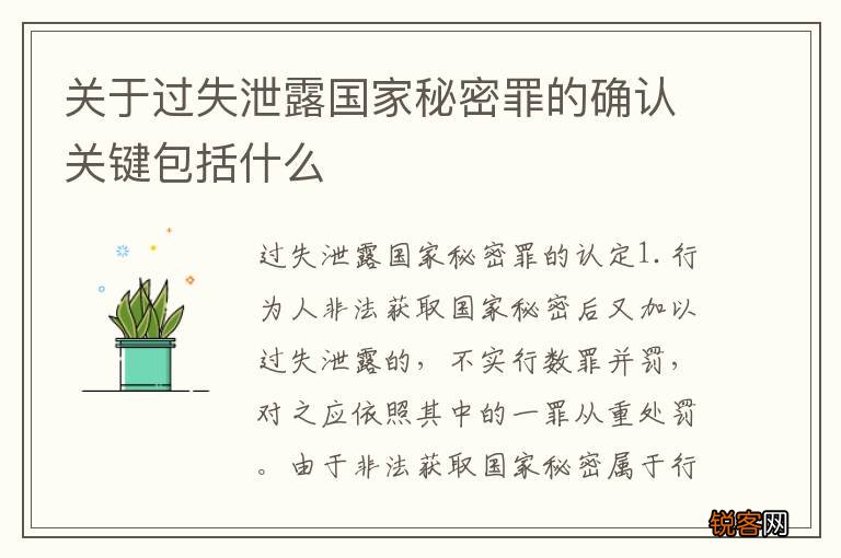 关于过失泄露国家秘密罪的确认关键包括什么
