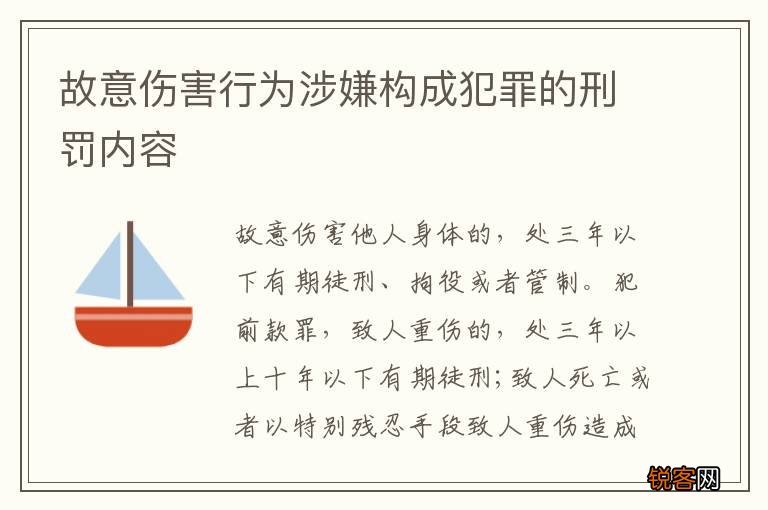 故意伤害行为涉嫌构成犯罪的刑罚内容