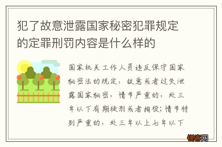犯了故意泄露国家秘密犯罪规定的定罪刑罚内容是什么样的