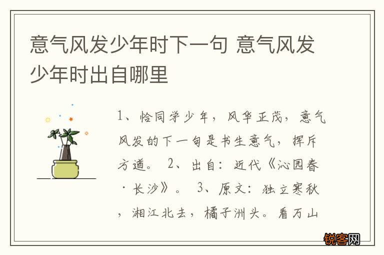意气风发少年时下一句 意气风发少年时出自哪里