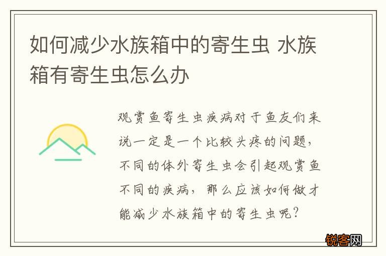 如何减少水族箱中的寄生虫 水族箱有寄生虫怎么办