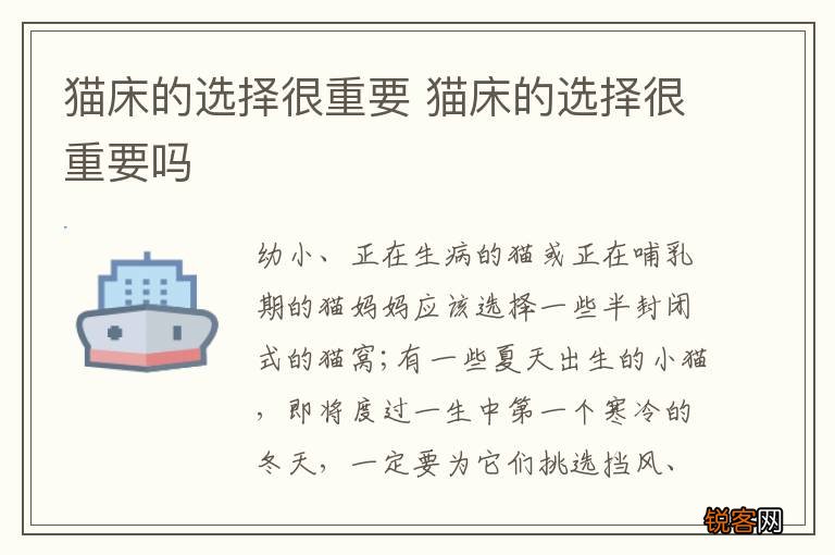 猫床的选择很重要 猫床的选择很重要吗