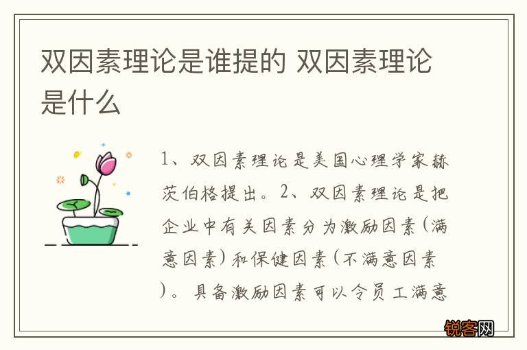 双因素理论是谁提的 双因素理论是什么