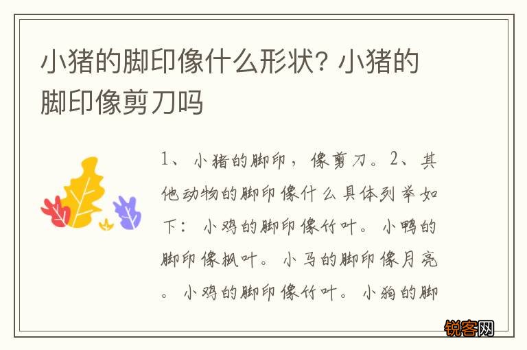 小猪的脚印像什么形状? 小猪的脚印像剪刀吗