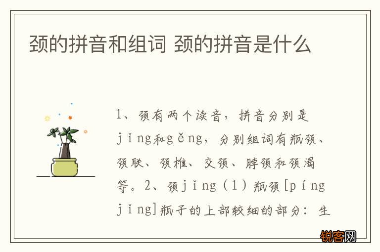 颈的拼音和组词 颈的拼音是什么