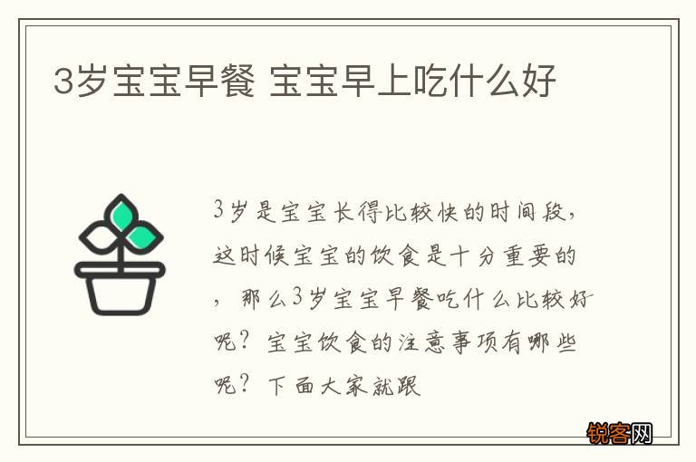 3岁宝宝早餐 宝宝早上吃什么好