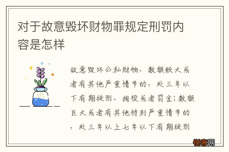 对于故意毁坏财物罪规定刑罚内容是怎样