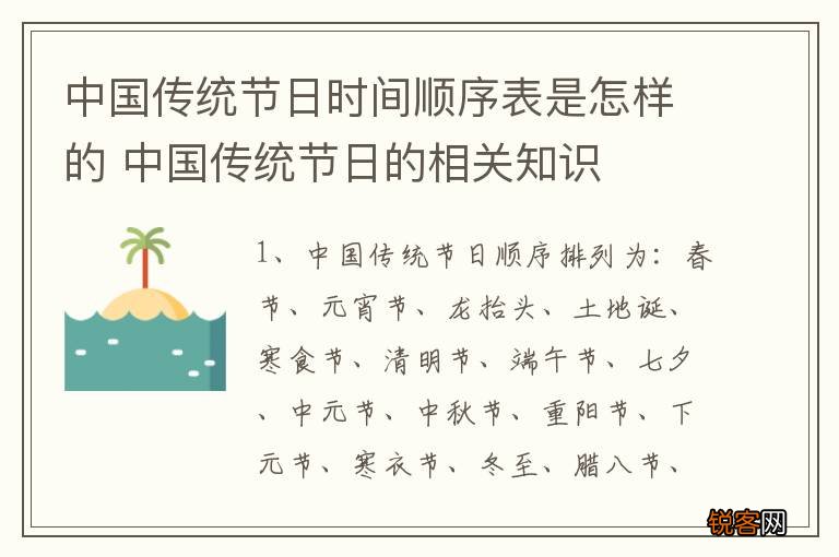中国传统节日时间顺序表是怎样的 中国传统节日的相关知识