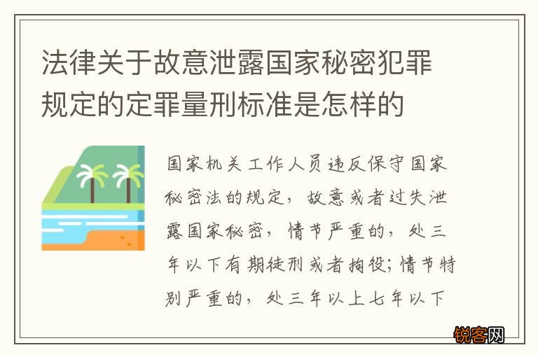 法律关于故意泄露国家秘密犯罪规定的定罪量刑标准是怎样的