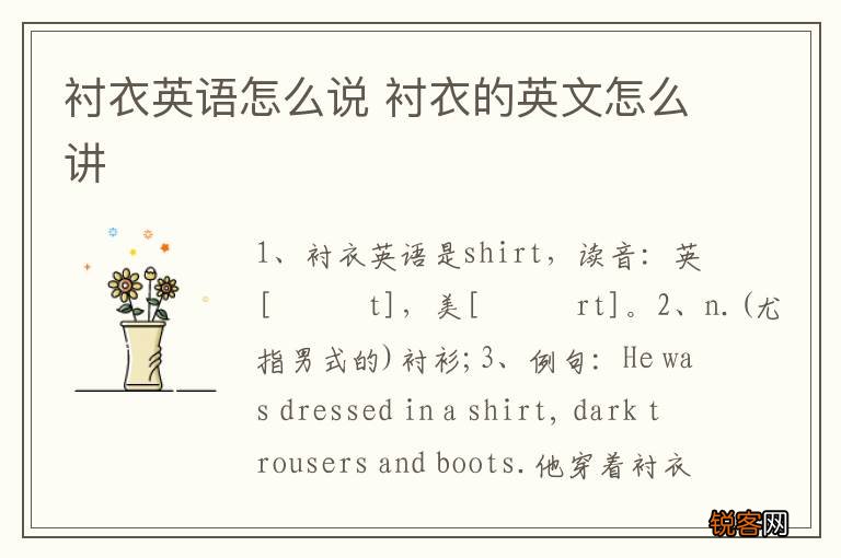 衬衣英语怎么说 衬衣的英文怎么讲