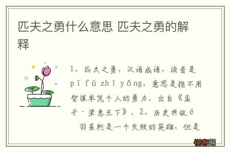 匹夫之勇什么意思 匹夫之勇的解释