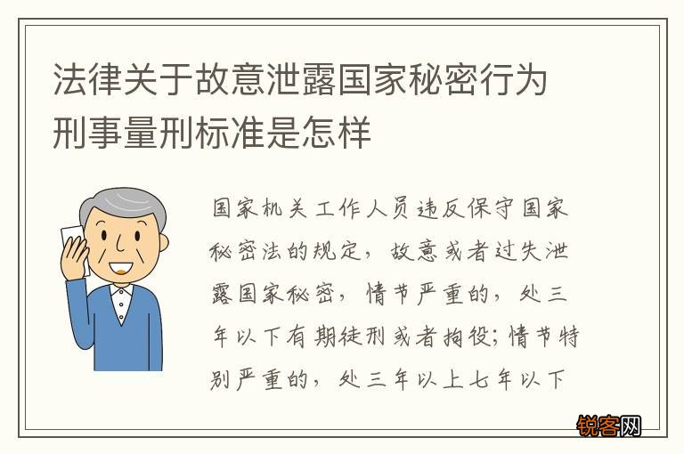 法律关于故意泄露国家秘密行为刑事量刑标准是怎样