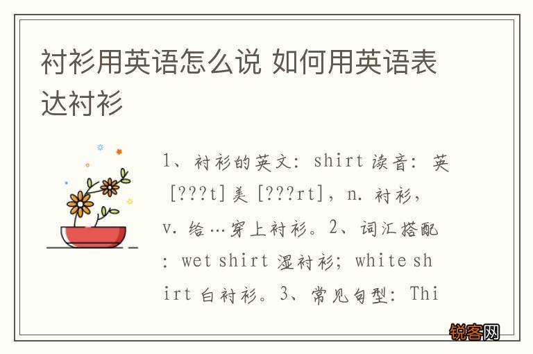 衬衫用英语怎么说 如何用英语表达衬衫