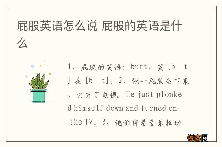 屁股英语怎么说 屁股的英语是什么
