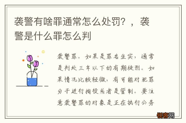 袭警有啥罪通常怎么处罚？，袭警是什么罪怎么判