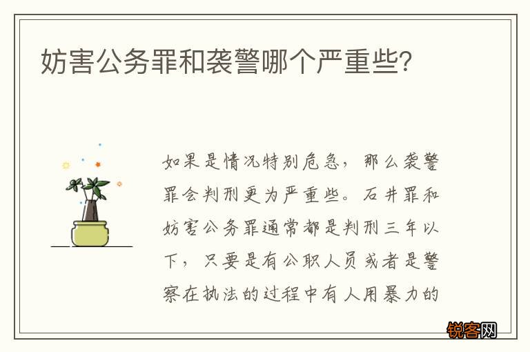 妨害公务罪和袭警哪个严重些？