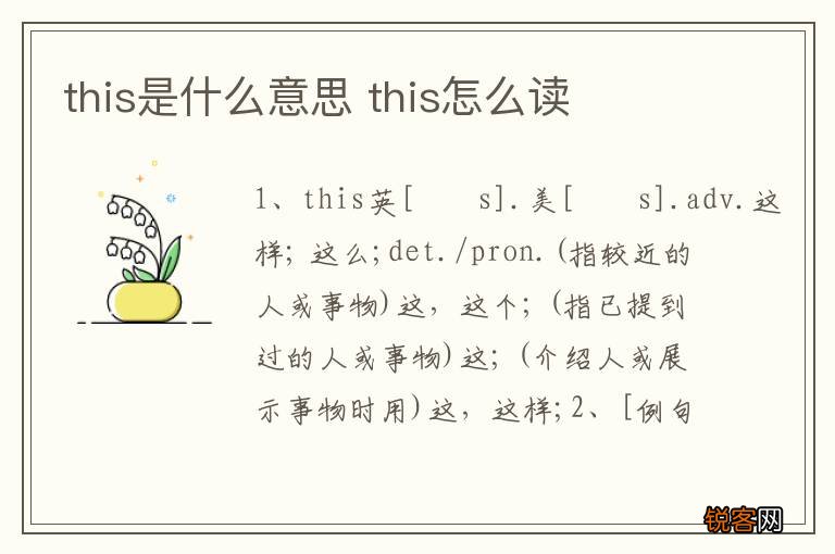 this是什么意思 this怎么读