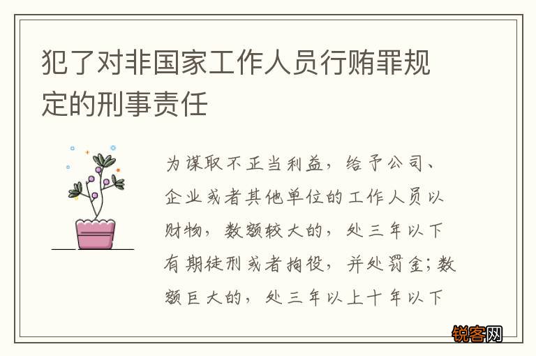 犯了对非国家工作人员行贿罪规定的刑事责任