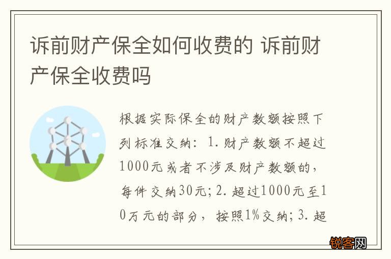 诉前财产保全如何收费的 诉前财产保全收费吗