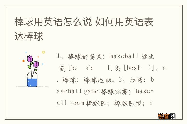 棒球用英语怎么说 如何用英语表达棒球