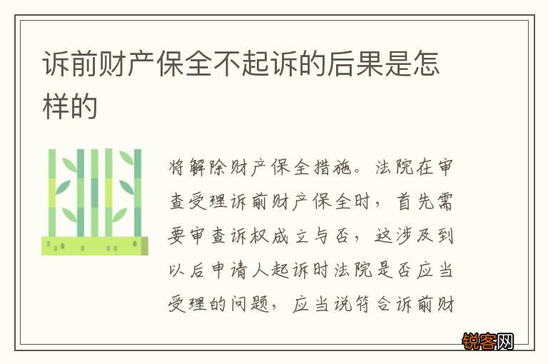 诉前财产保全不起诉的后果是怎样的