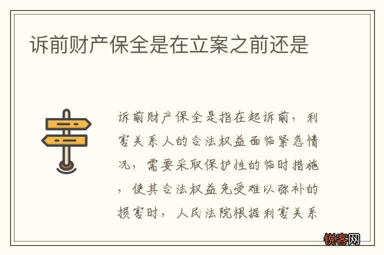 诉前财产保全是在立案之前还是