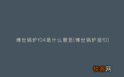 博世锅炉报f0 博世锅炉f04是什么意思