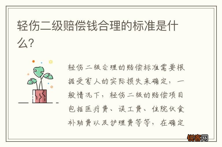 轻伤二级赔偿钱合理的标准是什么？