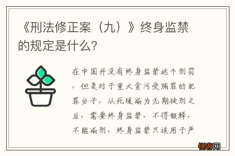 九 《刑法修正案》终身监禁的规定是什么？