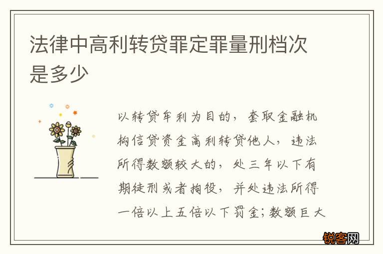 法律中高利转贷罪定罪量刑档次是多少