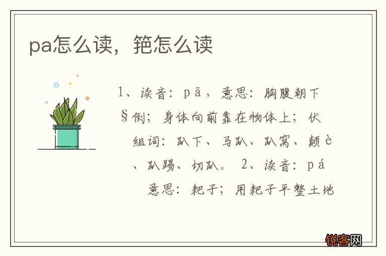 pa怎么读，筢怎么读