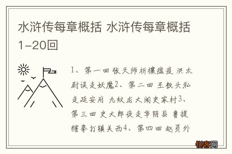 水浒传每章概括 水浒传每章概括1-20回