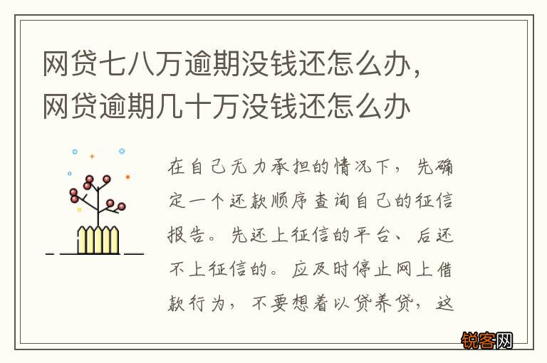 网贷七八万逾期没钱还怎么办，网贷逾期几十万没钱还怎么办