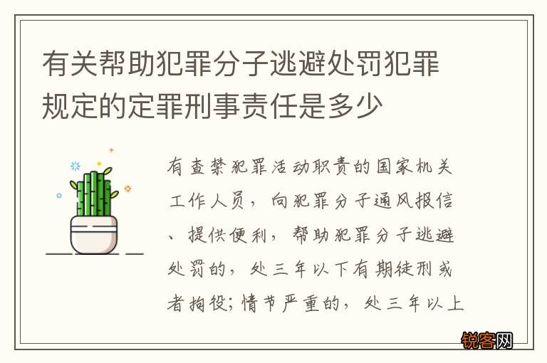 有关帮助犯罪分子逃避处罚犯罪规定的定罪刑事责任是多少