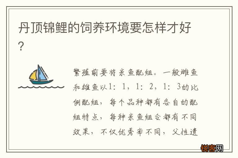 丹顶锦鲤的饲养环境要怎样才好？