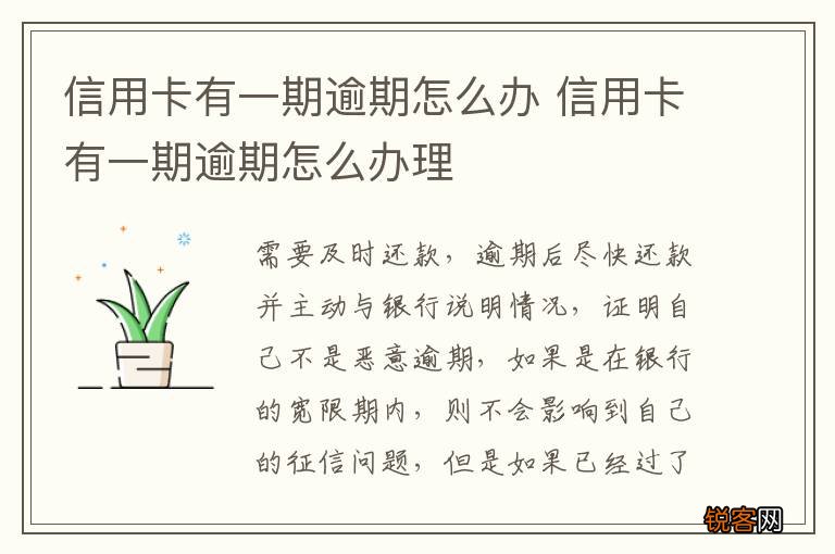 信用卡有一期逾期怎么办 信用卡有一期逾期怎么办理