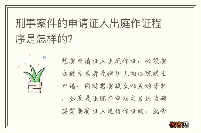 刑事案件的申请证人出庭作证程序是怎样的？